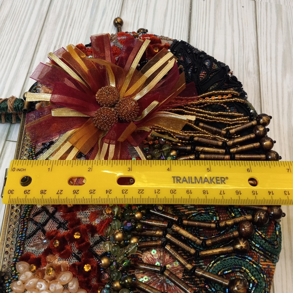 Vintage Chico’s Dahlia Ornate Kaleidescope Beaded Sequin Tapestry Handbag - Picture 11 of 13